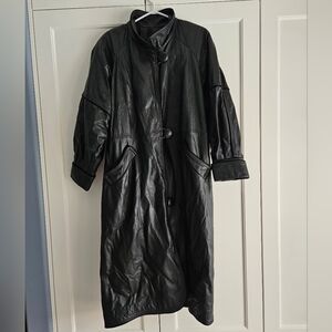 Elegant Black Leather Coat